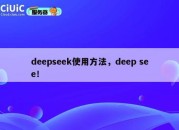 deepseek使用方法，deep see！